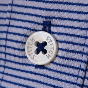 Stitch Blue Pin-Striped Stretch Performance Pocket Polo (L) OMG!  ⛳️ ⛳️  😎